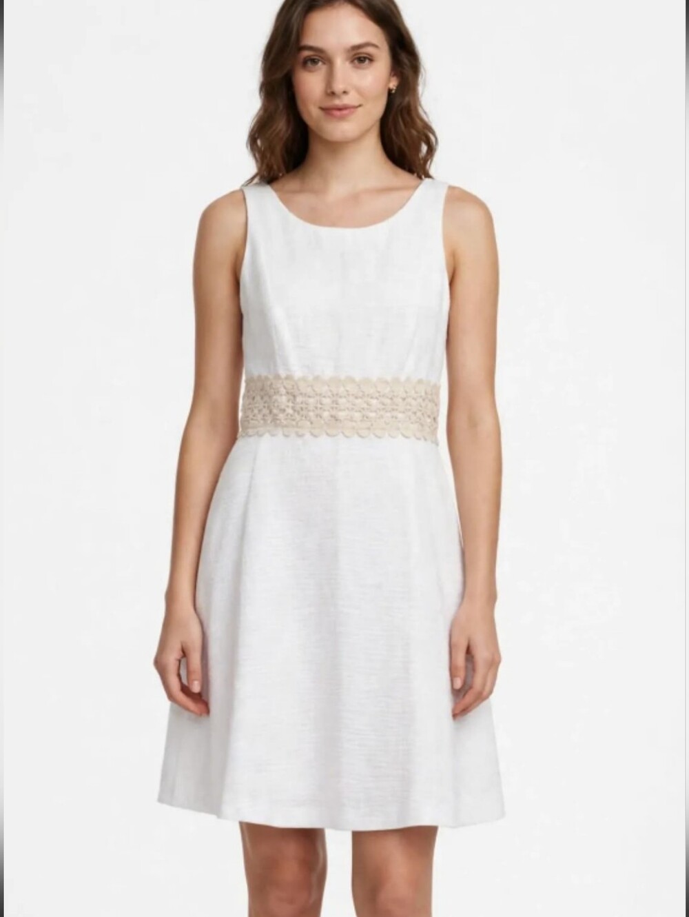 NWT Donna Morgan Women's White Lace Dress Sleeveless Back Zip Dress Size 14